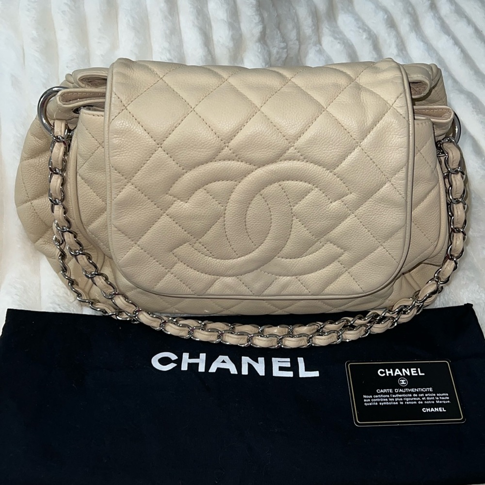 Authentic Chanel Timeless Accordion Flap Caviar leather